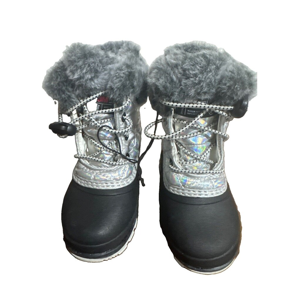 Ozark Trail Toddler Boots Size 6 Waterproof Thinsulated Winter Snow Black & Grey